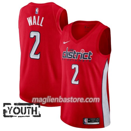 Maglia NBA Washington Wizards John Wall 2 2018-19 Nike Rosso Swingman - Bambino